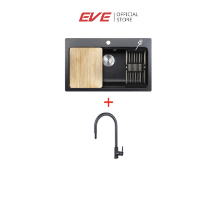 อ่างล้างจานหินแกรนิต EVE ANDES 760/480 BLACK แถม AZTAC II BLACK_7
